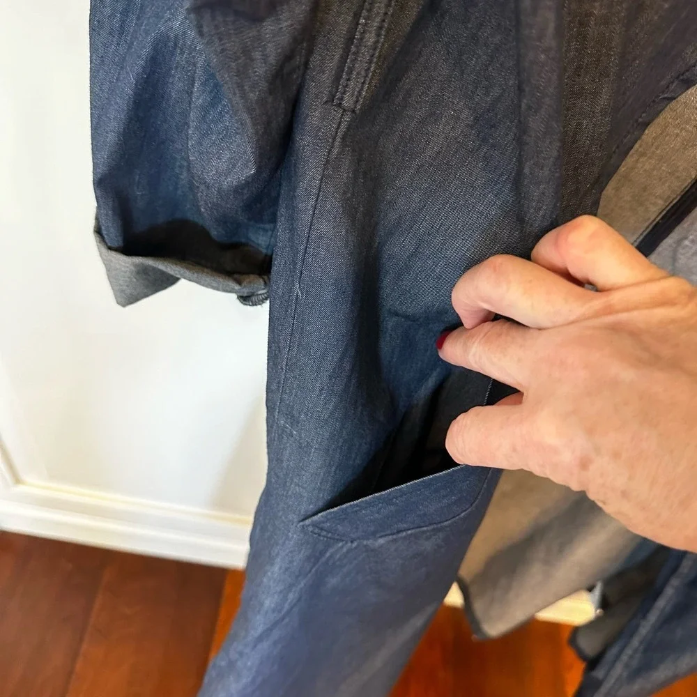Do‎ + Be Women’s Dark Blue Chambray Tencel Duster Long Line Coat